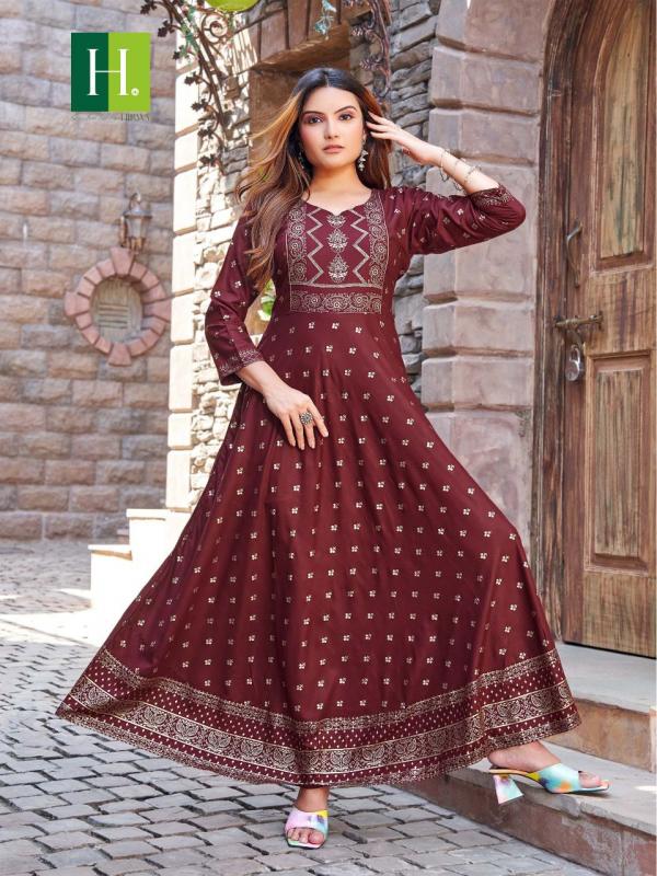 Hirwa Golden Surili Ethnic Wear Long Anarkali Kurti Collection